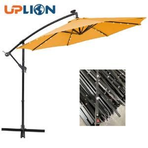 10FT Outdoor Cantilever Sun Umbrella Garden Parasol LED Solar Outdoor Patio Umbrella