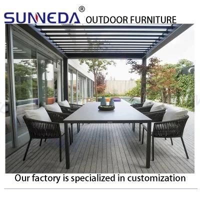 Aluminum Frame Rope Woven Dining Set Outdoor Furniture New Design