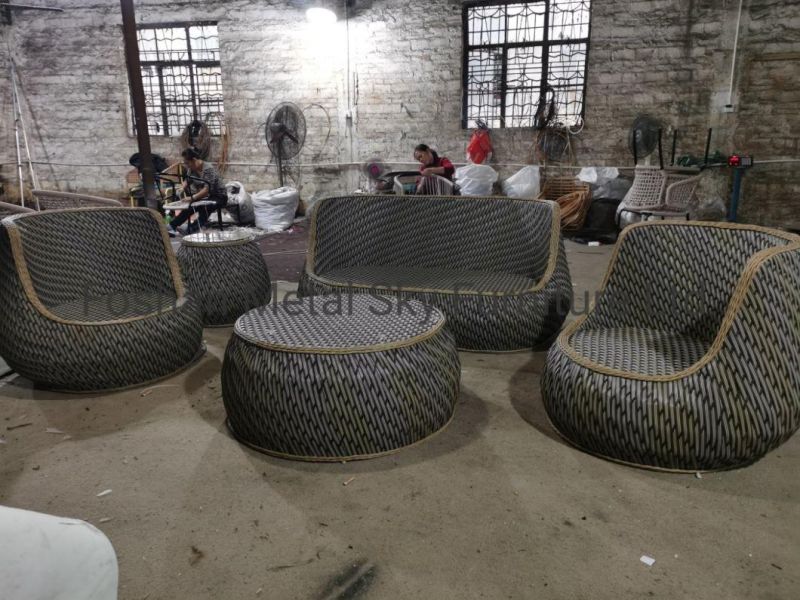 Outdoor Metal Aluminum Restaurant Patio Garden Rope Rattan Wicker Sofa