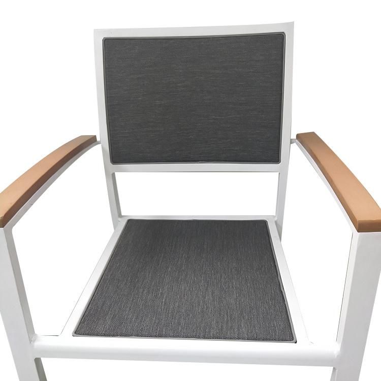 China Supplier Poly Wood Restaurant Stackable Dining Textilene Mesh Outdoor Furniture