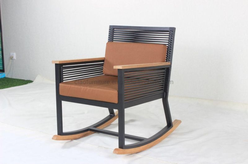 Balcony Garden Teakwood Arm Rocking Chair Coffee Set Outdoor Furniture