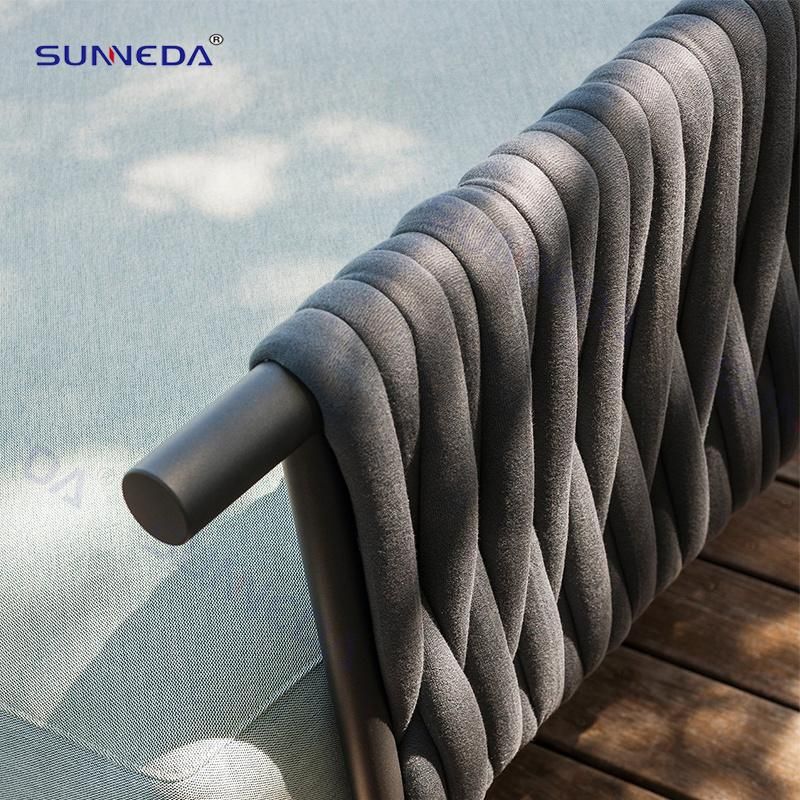 Patio Sofa Teak Wood with Aluminum Frame Core Webbing