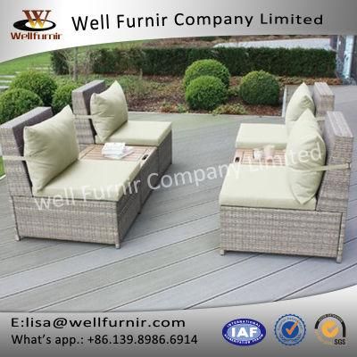 Rattan Furniture 6 Piece Sectional Seating Group with Cushions (WF-17006)