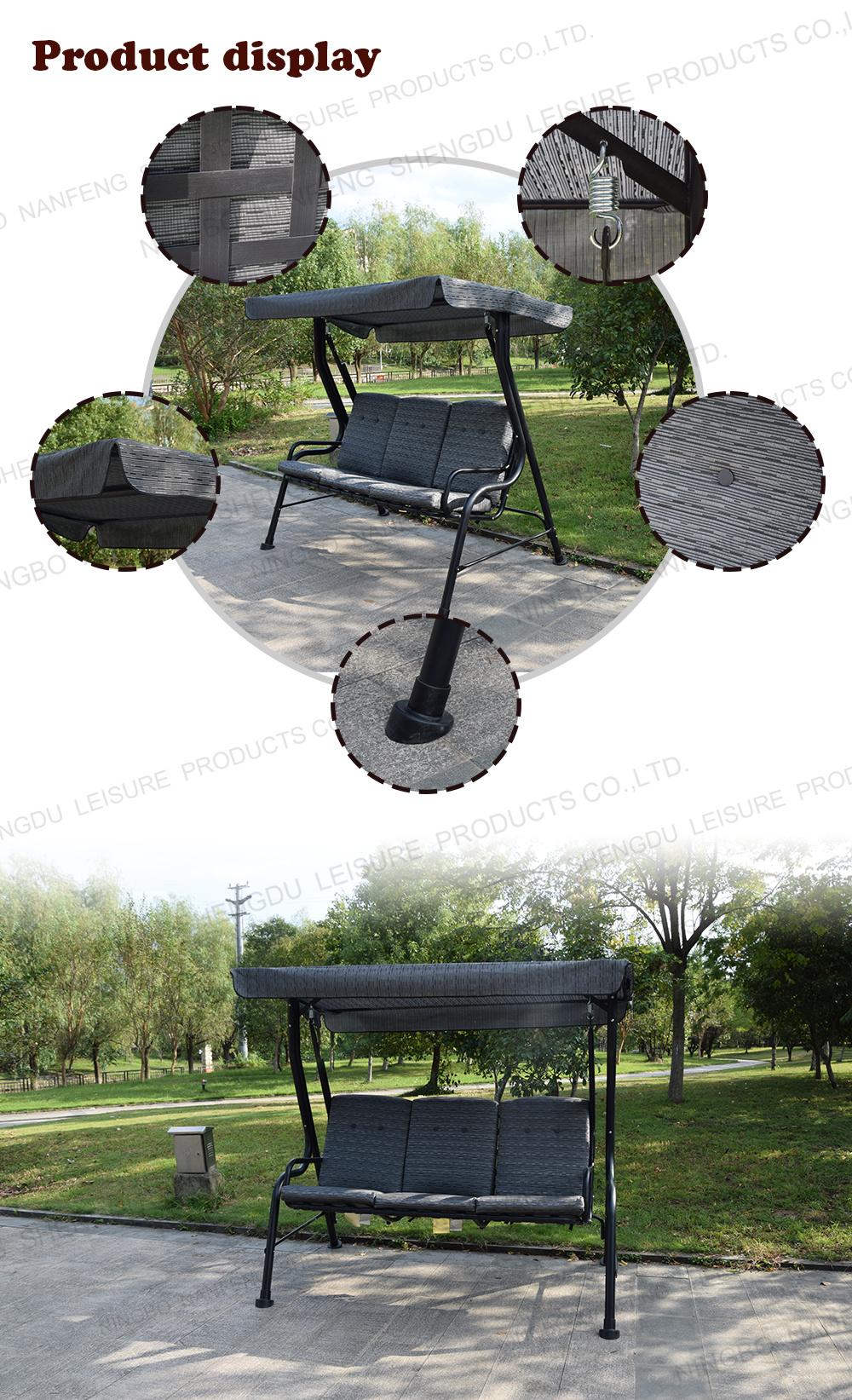 Patio Swing Chair, 2/3-Person Outdoor Canopy Swing, Porch Swing with Removable Cushion, Outdoor Swing Glider for Patio, Garden, Poolside, Balcony