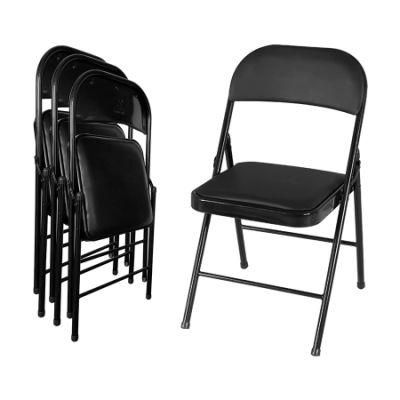 Light Weight Hotel Leather Cushion Padded Metal Folding Chair for Sale