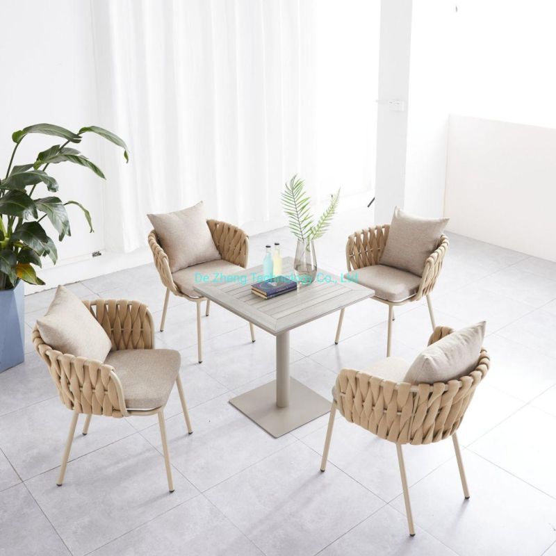 Chinese Manufacturer Garden Rope Dining Chair Restaurant Metal Chair and Table All Day Bistro Terrace Outdoor Furniture