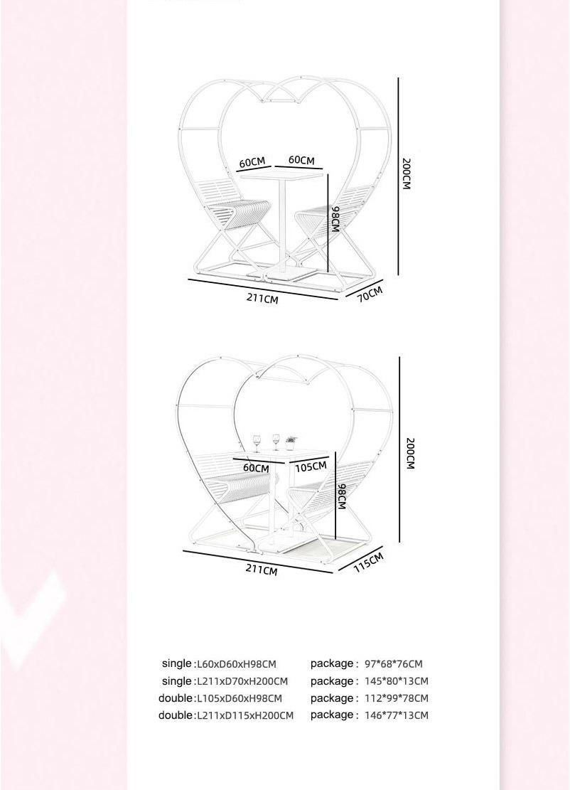 Hot Sale Pink Heart Shape Swing Seat for Scenic Spot