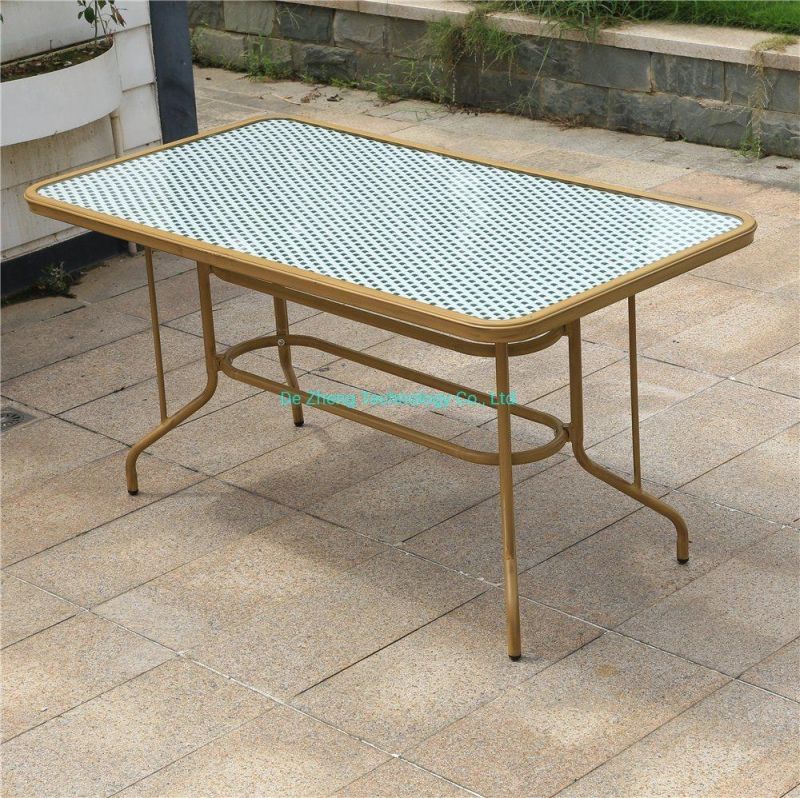 Rattan Wicker 6-Piece Outdoor Patio French Bistro Plastic Furniture Garden Dining Table Set