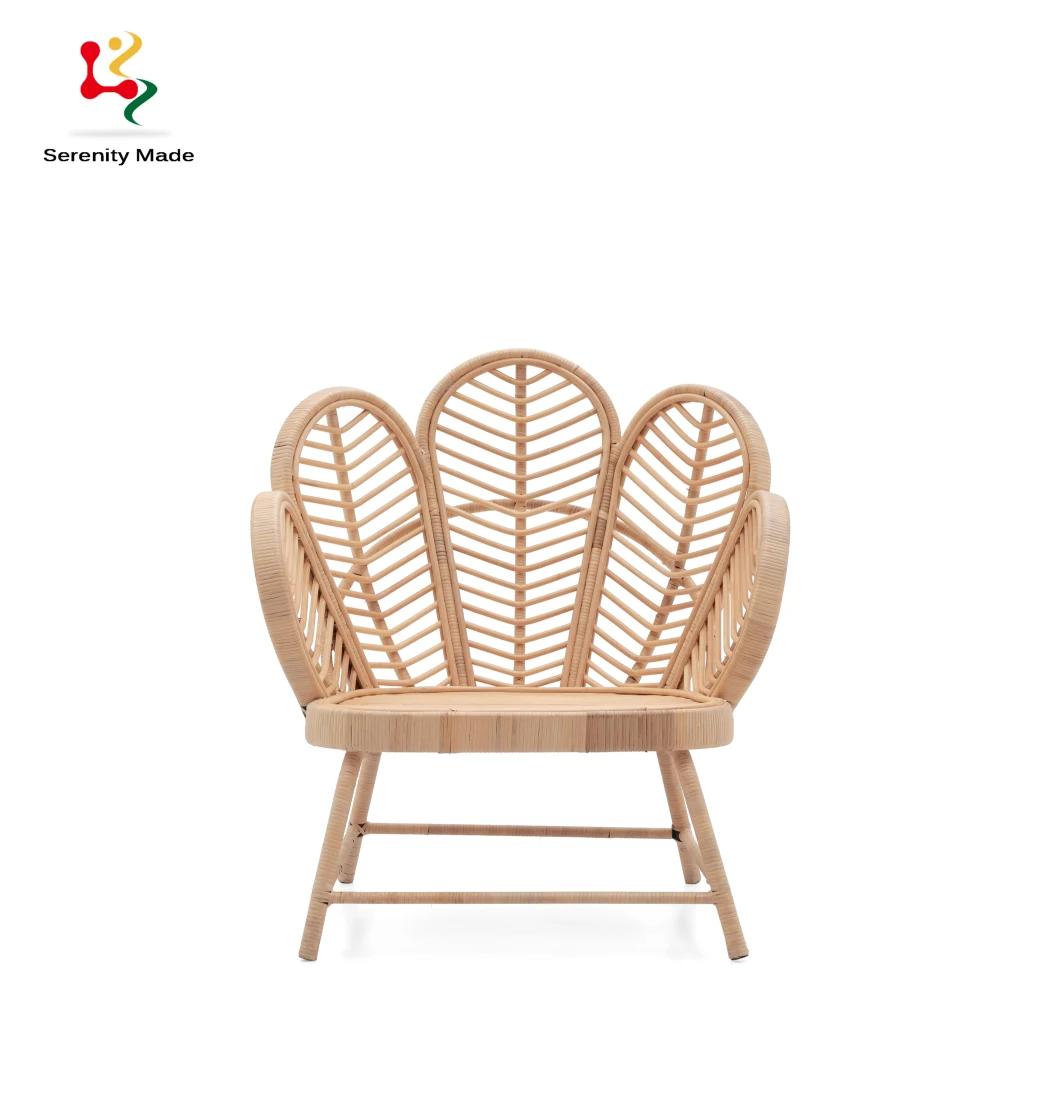 Outdoor Rattan Craft Event Chair Elegant Flower Design Sofa Chair Garden Party Wedding Natural Rattan Leisure Chair