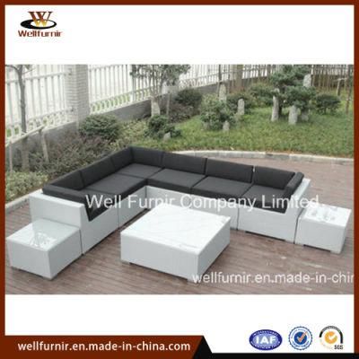 White Wicker Outdoor Furniture Rattan Effect 6 Seat Patio Furniture Sofa Set