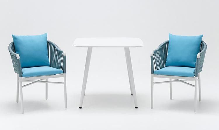 4 Seaters Restaurant Outdoor Rope Aluminum Table and Chair Set