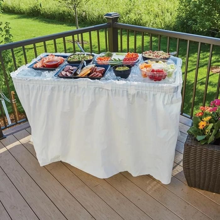 Modern Home 4′ Portable Folding Party Ice Bin Table with Skirt - White