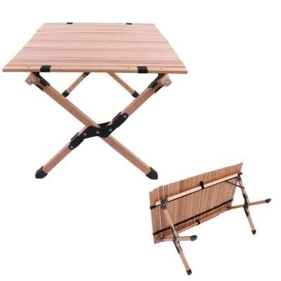 Factory Direct Sale Portable Egg Roll Solid Wooden Folding Table