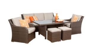 3 Seater Rattan Wicker Dining Furniture Sofa Set with Footrest