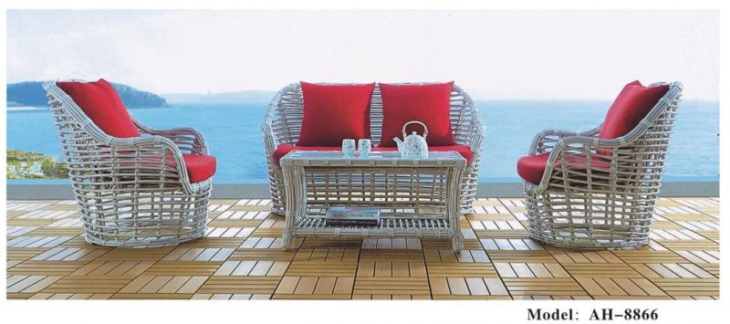 Modern Stylish Outdoor Garden Wicker Dining Furniture Sets, 6 Pieces of Chairs and 1 Piece of Table, White
