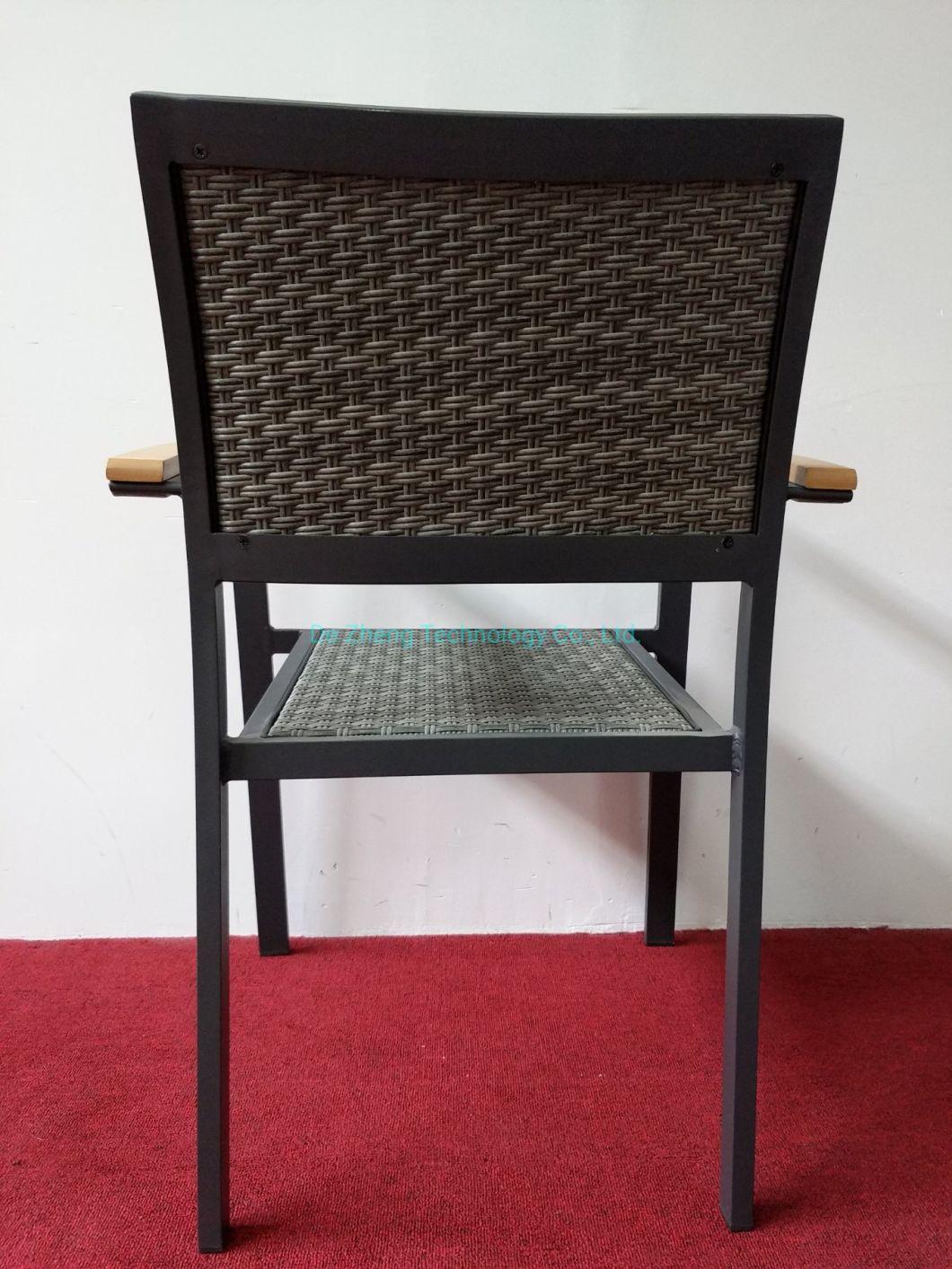 Patio Garden Aluminium Leisure Rattan with Plastic Wood Arm Chair Modern Furniture
