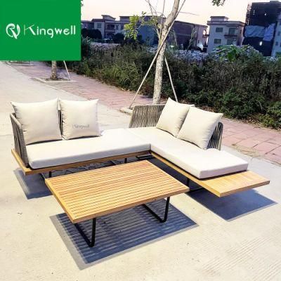 Modern New Design Outdoor Furniture Garden Sets Aluminum and Wooden Sofa with Cushion