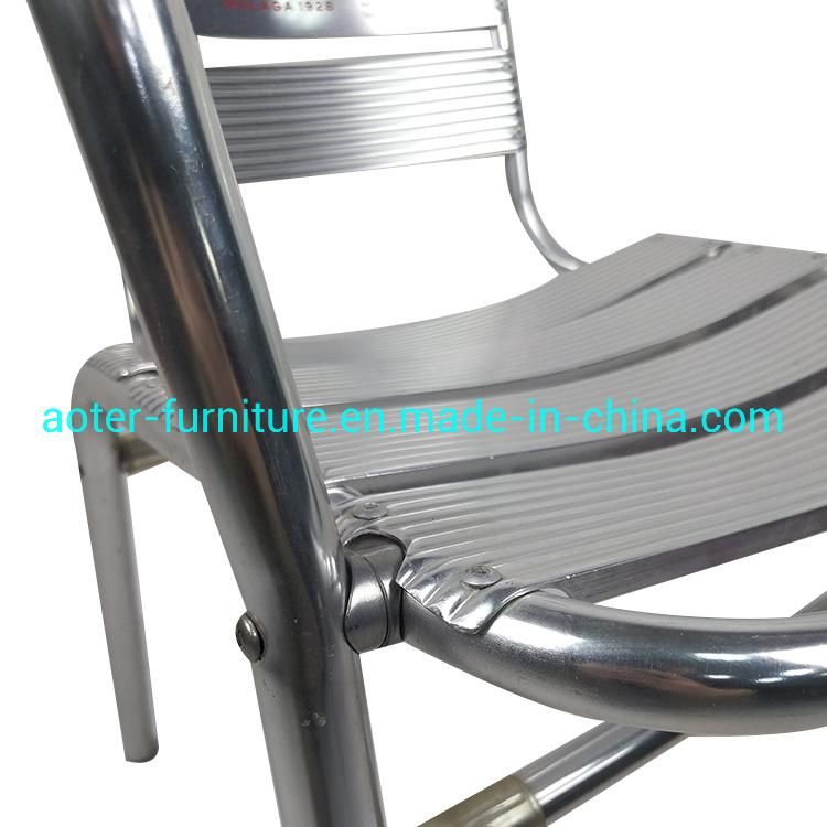 Coffee Shop Bar Outdoor Use Cheap Logo Ads Aluminum 7 Slats Dining Chair