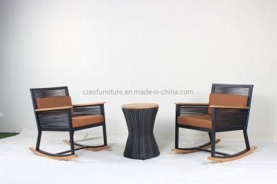 Balcony Garden Teakwood Arm Rocking Chair Coffee Set Outdoor Furniture