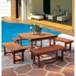 Solid Wood Patio Pool Leisure Garden Dining Outdoor Set (JJ-LT11)