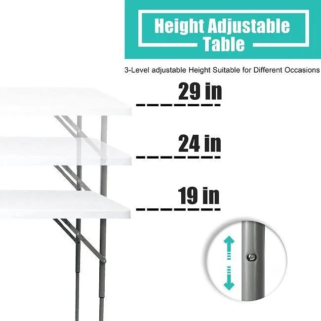 4FT HDPE Blow Mould Lightweight Plastic Height Adjustable Folding Table