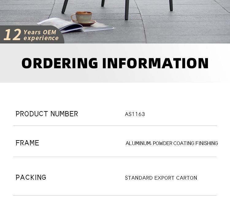 Morden Aluminium Garden Dining Set Aluminum Patio Furniture Sling Hemp Rope Chair