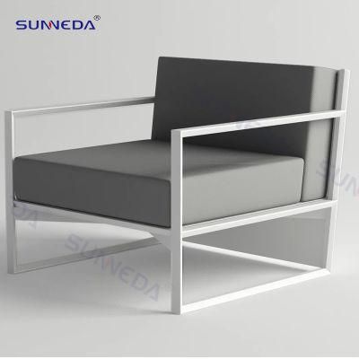 Luxury Villa Furniture Upholstered Aluminium Frame Corner Sofa with Single Seat