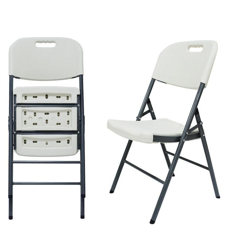 Outdoor PP Easy Carring Iron Frame Plastic Folding Chair with Armrest