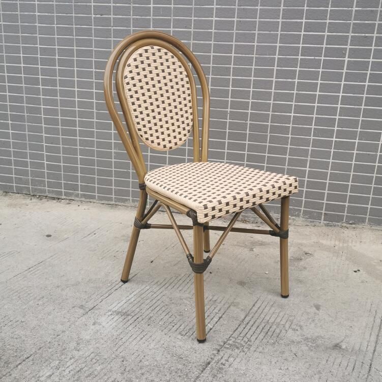Fashion Garden Chairs Hot Sale The Aluminum Frame Woven Rattan French Cafe Bistro Outdoor Chair