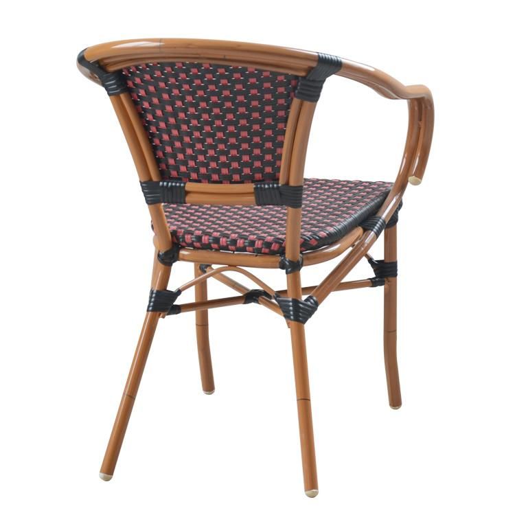 (SP-OC430) Outdoor French Bistro Bamboo Look Rattan Garden Armrest Chair