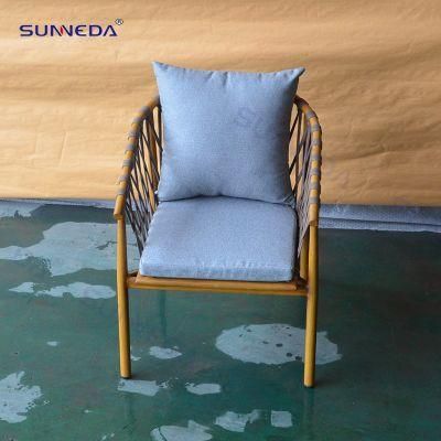 Modern Nordic Hotel Aluminium Metal Woven Rope Chairs Outdoor Patio Furniture