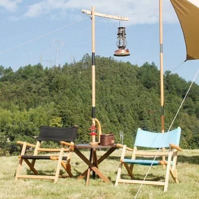 Outdoor Garden Glamping High Quality Portable Outdoor Camping Wood Rack Light Stand