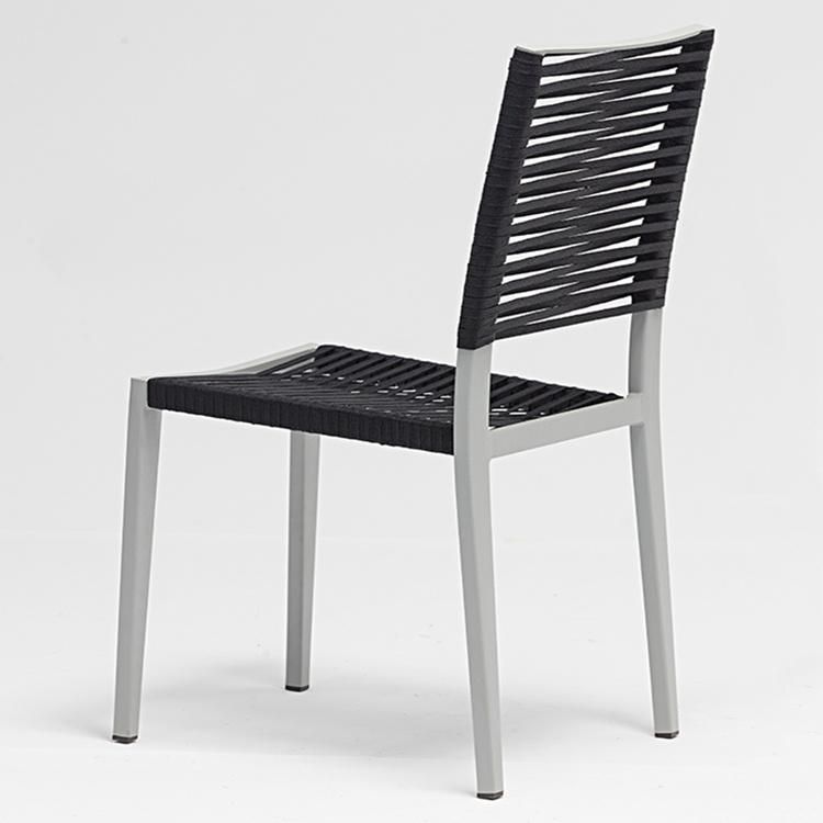 Cn Furniture Outdoor Garden Metal Black Rope Chair Cafe