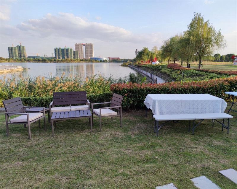 Plastic Wood Grain Patio Cafe Sets