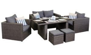 Aluminum Outdoor Garden Sofa Set Wicker Set with Rattan Footstool