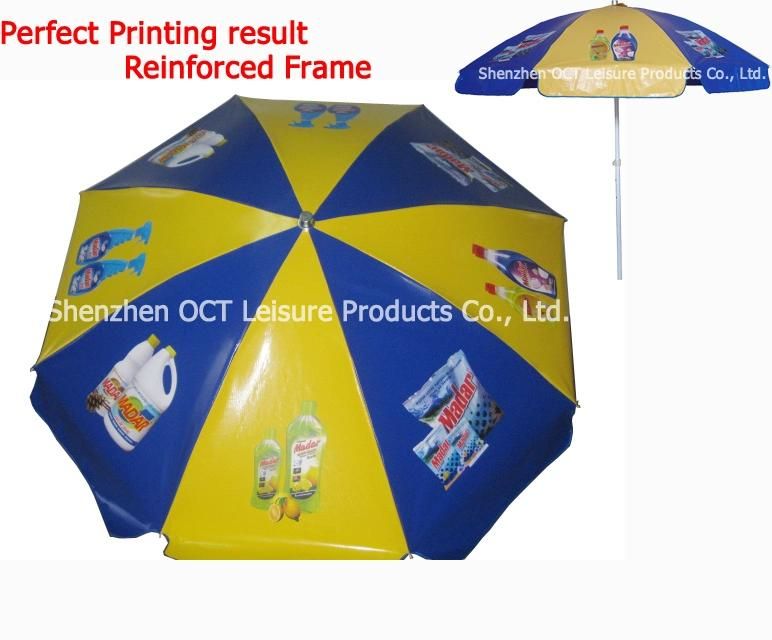 Reinforced Advertising Beach Umbrella with Complex Imprinting (OCT-BUDPVC03)