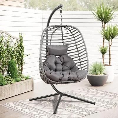 Foshan Rotary OEM Patio Swing Wicker Hanging Egg Outdoor Rope Chair Hot Sale