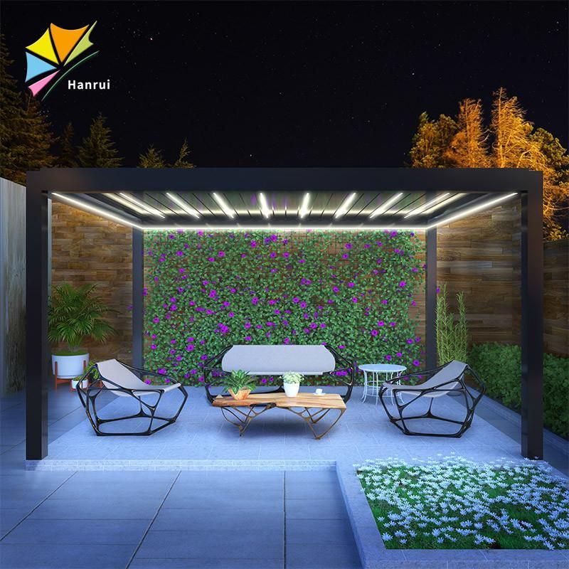 Modern Louvered Roof Shading Gazebos Motorized Retractable Pergola Aluminum Outdoor