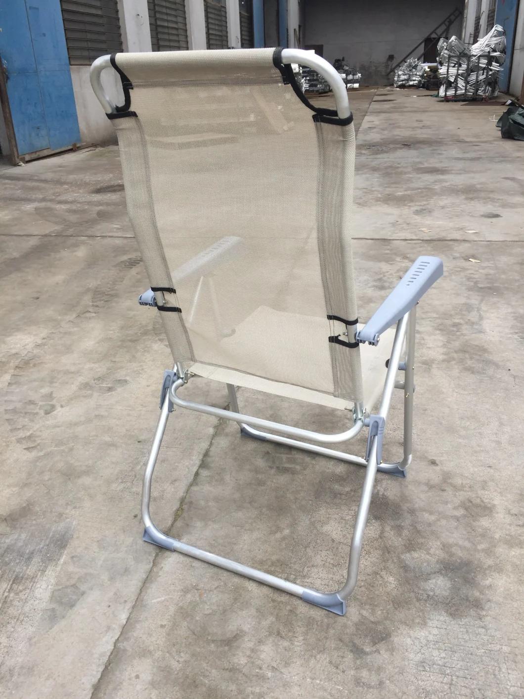 Royal Blue Folding Sling Chair 7 Levels Adjustable Backrest, Indoor Outdoor Armrest Beach Chair
