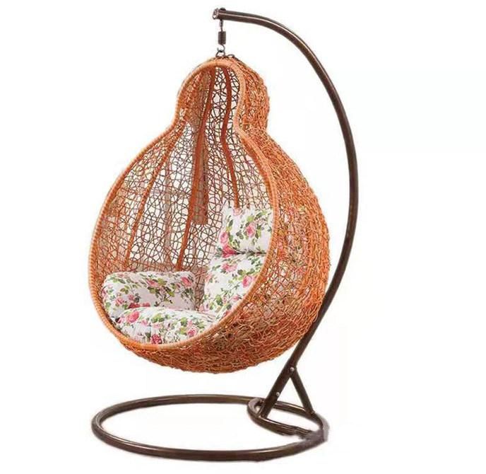 Popular Outdoor Garden Round Headrest Wicker Rattan Hanging Swing Chair