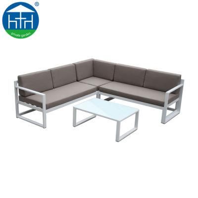 Brushed Aluminum Patio Sofa Set Poly Wood Patio Garden Sofa Furniture