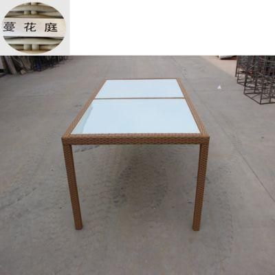 Outdoor Furniture Large Double Glass Rattan Table