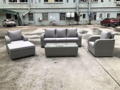 Customized Unfolded Darwin or OEM Grey Corner Garden Furniture Brown Rattan Sofa