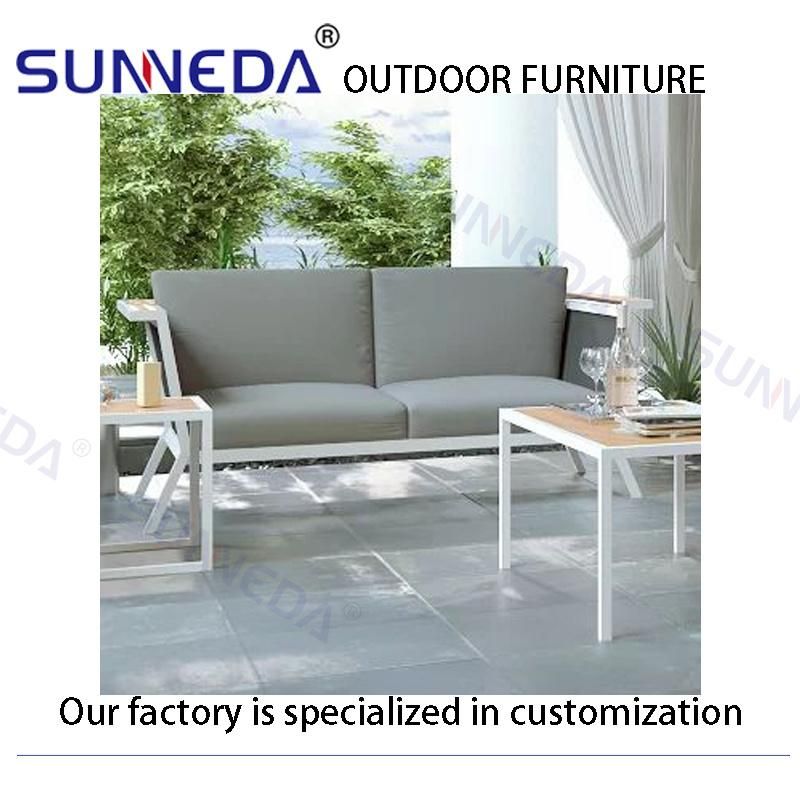 Modern Design Aluminum Frame Outdoor Sofa with Plastic Wood Seat