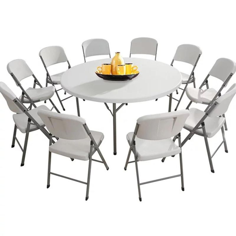 6 Foot 72inch Outddor Party White Plastic Foldable Round Rental Tables