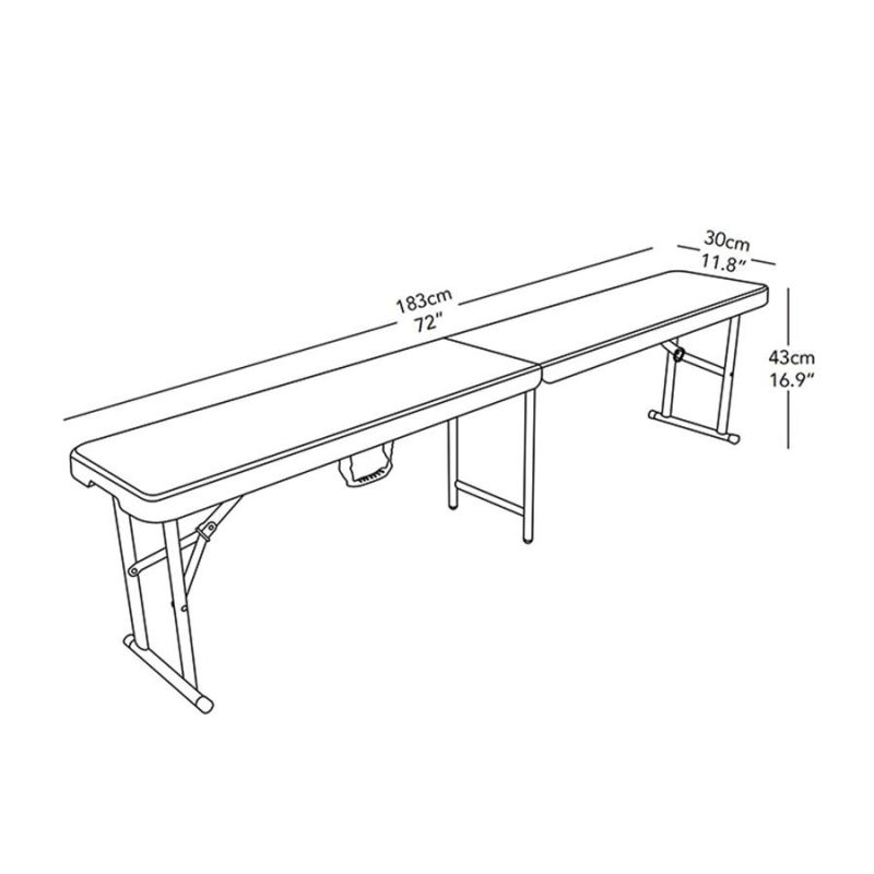 Rectangular Plastic Folding Garden Outdoor Picnic Bench for 2-3 Seating