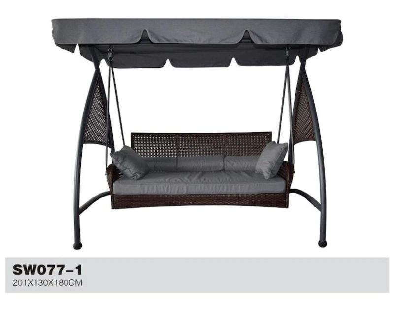 Dark Gray Deluxe Rattan Swing Chair