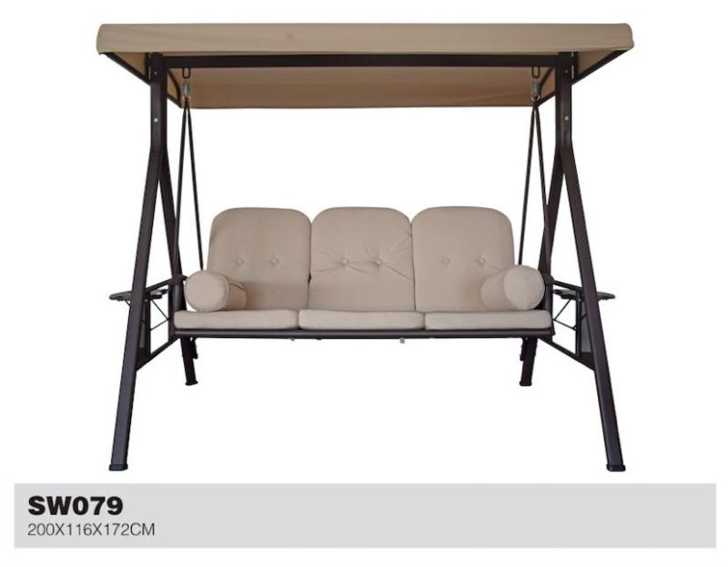 Three-People Square Tube Swing Chair