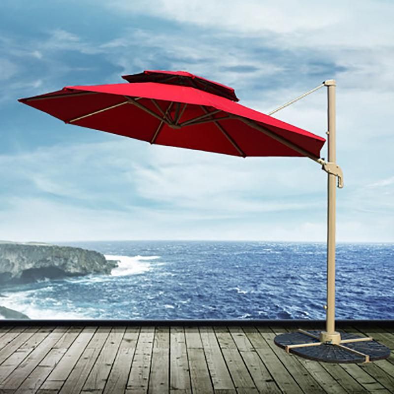 LED Light Garden Umbrella Outdoor Hand Crank Patio Umbrella Parasols