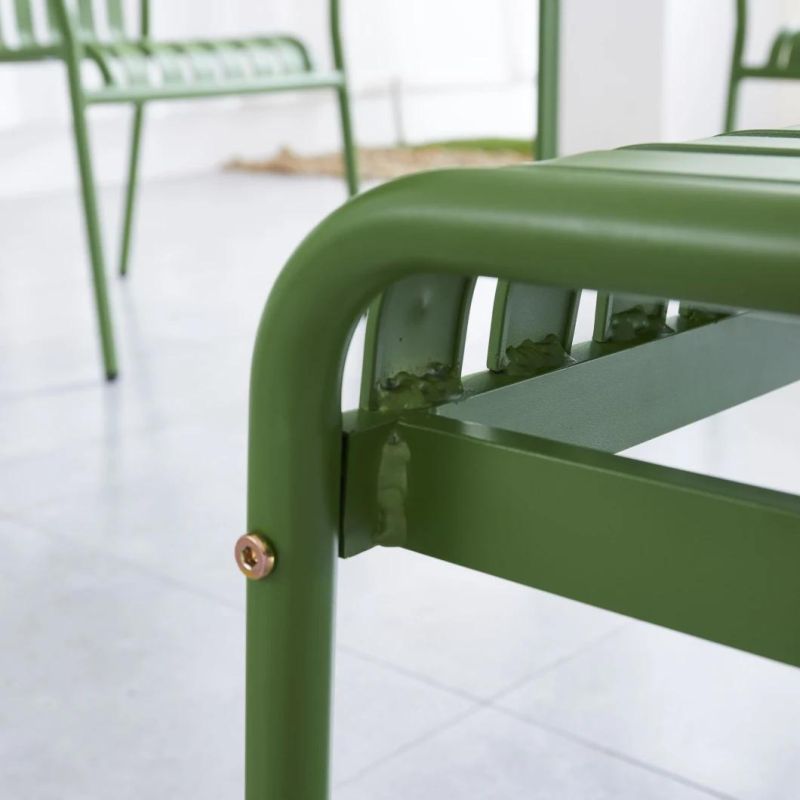 Metal Frame Garden Chair Stacking Aluminum Dining Meeting Chair Restaurant Bench